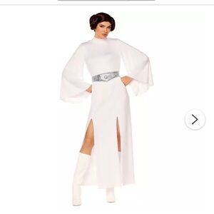 Star Wars Princess Leia costume dress belt and wig size S adult